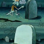 Squidward grave meme