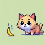 A cat scared of a banana