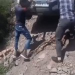 The guy in the white shirt just made it out in time!! | Don't ask me how or 
why this happened, 
BUT IT DID! | image tagged in gifs,roll safe think about it,car accident,help i accidentally,what the heck,accident | made w/ Imgflip video-to-gif maker