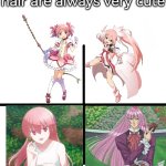 They all looks so kawaii~. | Anime girls with pink hair are always very cute | image tagged in memes,blank starter pack,pink,anime girl | made w/ Imgflip meme maker