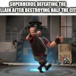C | SUPERHEROS DEFEATING THE VILLAIN AFTER DESTROYING HALF THE CITY: | image tagged in gifs,meme | made w/ Imgflip video-to-gif maker
