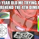 4th dimensional tessarect | 10 YEAR OLD ME TRYING TO COMPREHEND THE 4TH DIMENSION | image tagged in xmen thiking | made w/ Imgflip meme maker