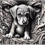 a sad puppy with evil in its eye