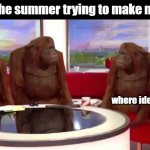 i literally have no idea what to do | Me in the summer trying to make memes:; where ideas | image tagged in where monkey,funny,memes,monkey,relatable,funny memes | made w/ Imgflip meme maker