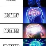 Expanding Brain | MOM; MOMMY; MOTHER; JO MAMA | image tagged in memes,expanding brain | made w/ Imgflip meme maker