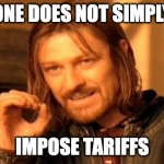 One Does Not Simply | ONE DOES NOT SIMPLY; IMPOSE TARIFFS | image tagged in memes,one does not simply | made w/ Imgflip meme maker
