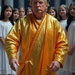 Donald Trump orange robe messiah jesus little girls