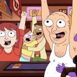 smiling friends cheering GIF Template