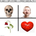 average tiktok caption | INTERNET REACTIONS STARTER PACK | image tagged in memes,blank starter pack,internet,reactions | made w/ Imgflip meme maker