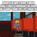 I'm in Danger + blank place above | DARKSEID WATCHING SIMON CASUALLY BUST THROUGH THE SOURCE WALL *AND* TANK THE LIFE EQUATION | image tagged in i'm in danger blank place above,dc comics,death battle,anime | made w/ Imgflip meme maker