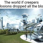 The future world if | The world if creepers explosions dropped all the blocks | image tagged in the future world if | made w/ Imgflip meme maker