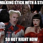 I hope this clubbin' anomaly isn't hot anymore | A WALKING STICK WITH A STICK; SO HOT RIGHT NOW | image tagged in memes,mugatu so hot right now,funny,tung tung tung sahur,anomaly,brainrot | made w/ Imgflip meme maker