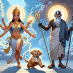 2 gods and 1 cute idiot dog VS 1 weak man