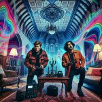 ghost hunting in a living room with a friend