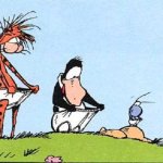 Bill the cat and Opus checking underwear