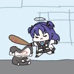 Yuuka hitting sensei with a bat GIF Template