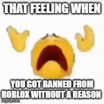 Feeling when u got banned in Roblox | THAT FEELING WHEN; YOU GOT BANNED FROM ROBLOX WITHOUT A REASON | image tagged in gifs,roblox ban,roblox | made w/ Imgflip video-to-gif maker