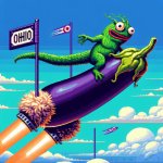quandale dingle flying on an eggplant with furry boosters and oh