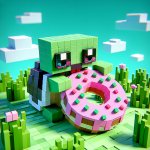 Minecraft turtle eating a donut template