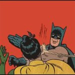 Batman hitting Robin