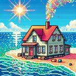 Home with background ocean