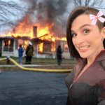 Disaster girl (Memeus edition) meme
