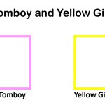 Pink Tomboy and Yellow Girly Girl - Meme Template