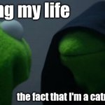 catnap fictionkin | me living my life; the fact that I'm a catnap fictionkin | image tagged in memes,evil kermit,poppy playtime | made w/ Imgflip meme maker