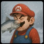 Mario getting hit by a fish