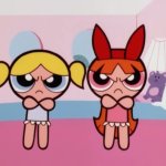 Bubbles and Blossom staring angrily at you