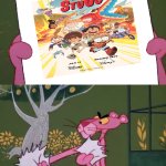 pink panther hates stugo who? | image tagged in pink panther hates meme who,disney channel,tv shows | made w/ Imgflip meme maker