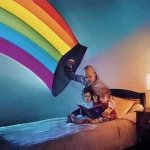 Man protects children from lgbt rainbow