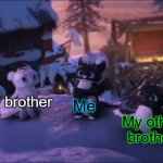 When my brothers and I are caught Red-Handed | My brother; Me; My other brother | image tagged in night lights,dart,pouncer,ruffrunner,she did it | made w/ Imgflip meme maker