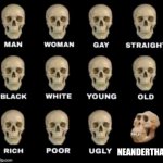 Anti memes be like | NEANDERTHAL | image tagged in idiot skull,caveman,anti meme | made w/ Imgflip meme maker