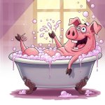 Pig in a bubble bath template