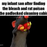 yet they can't even open a bottle of milk | my infant son after finding the bleach and rat poison in the padlocked cleaning cabinet | image tagged in gifs,memes,funny,fun stream,fyp,dark humor | made w/ Imgflip video-to-gif maker