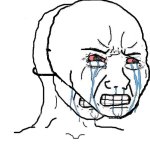 sad and crying wojak with sad and crying mask