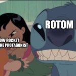 Sun and moon be like | ROTOM DEX; TEAM RANBOW ROCKET FIGHTING WITH THE PROTAGONIST | image tagged in stitch taking a selfie meme | made w/ Imgflip meme maker