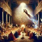 the finger of God writes strange letters on a wall amidst Kings