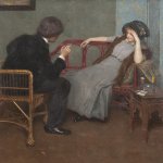 Painting of couple talking