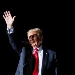 Trump hand high
