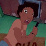 Shocking Nani Pelekai Holding a Hammer