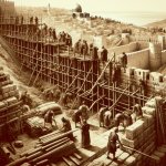 Roman army embankment over the walls of Jerusalem