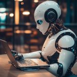 Robot at computer