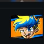 Blue and yellow haired cartoon style guy