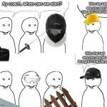 who the hell are you people | Who the hell are you people I thought I hired fencers; Ay coach, when can we start? Who the hell are you people I thought I hired fencers | image tagged in i thought i hired,sports | made w/ Imgflip meme maker