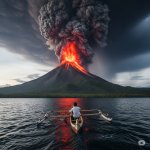 Volcano and boat template