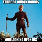 Chuck Norris Good | AND GOD SAID LET THERE BE CHUCK NORRIS; AND LOOKING UPON HIS CREATION HE SAID IT IS GOOD | image tagged in chuck norris samurai sword | made w/ Imgflip meme maker