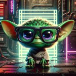 yoda with cool meme glasses