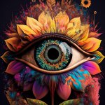 Psychedelic Eye with flowers